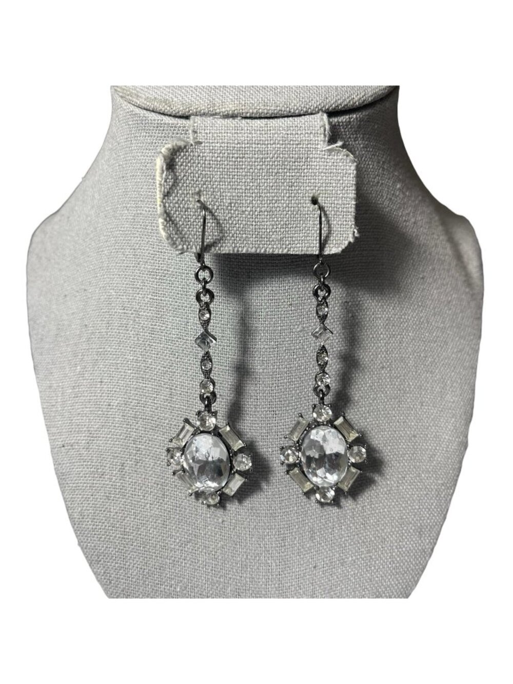 Crystal Drop Earrings dangle hook retro glam regency boutique costume unbranded